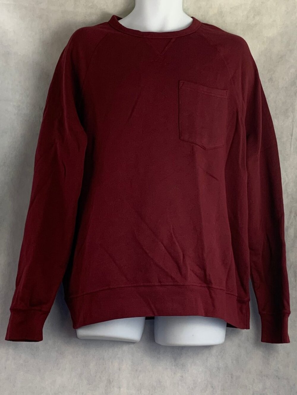 And Now This Men's Solid Long-Sleeve Pocket Fleece Sweatshirt, Burgundy Red, NWT